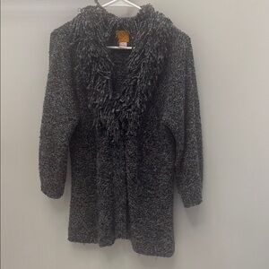 Ruby Rd. Cozy Knit Cardigan with Fringe Collar